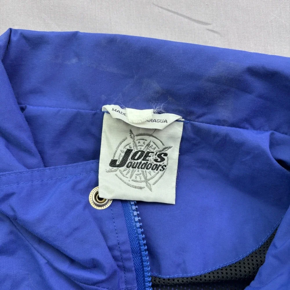 Vtg Joes Outdoors Mens Blue Lightweight Windbreaker Mesh Lined Full Zip Jacket L